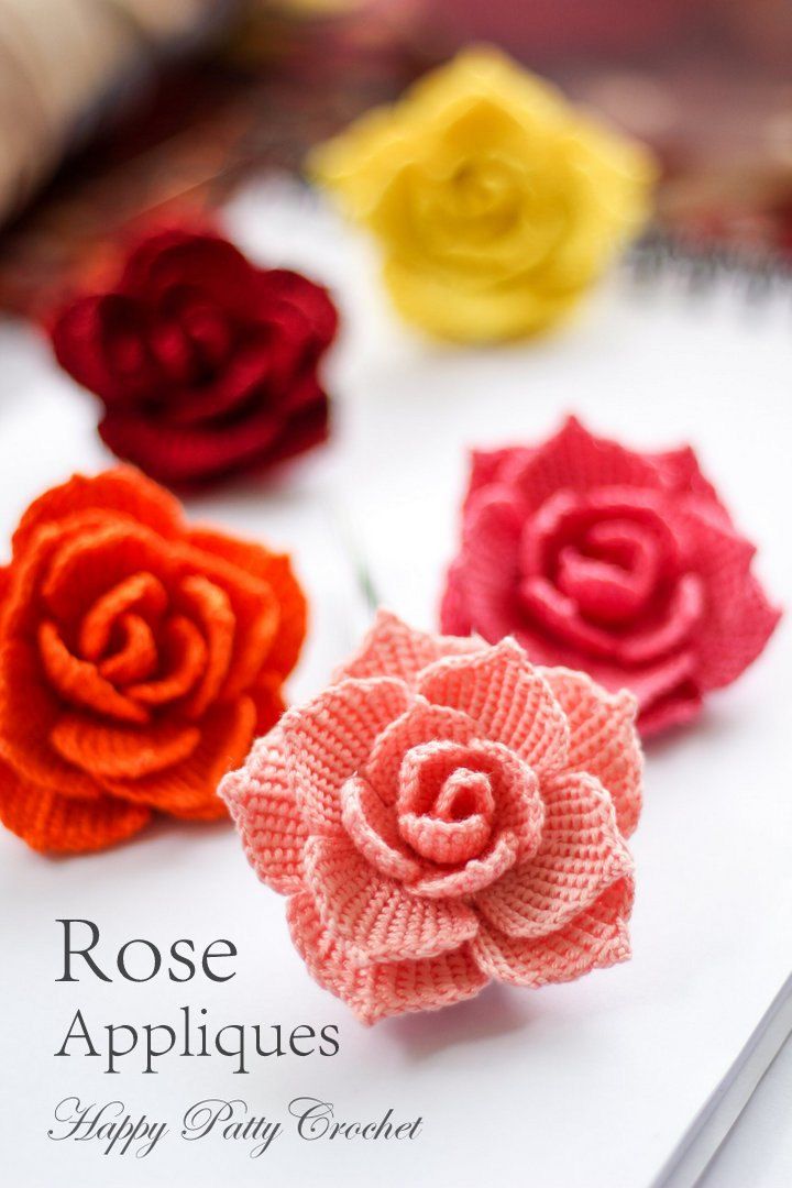 crochet rose pattern - crochet flower pattern for a rose applique - crochet  pattern TRFVYHO