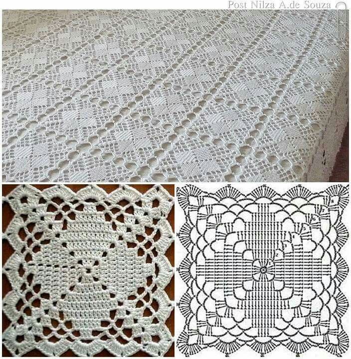 crochet tablecloth copriletto a mattonelle ARPKATY