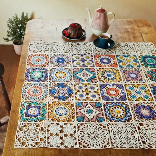 crochet tablecloth - inspired by turkish tiles @ felissimo more ADJUBZY