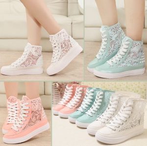 cute shoes exquisite flower cut-outs lace-up canvas shoes - sneakers OCNQXEZ