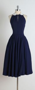 day dresses 1950s blue jeweled collar halter dress NPKKLVY