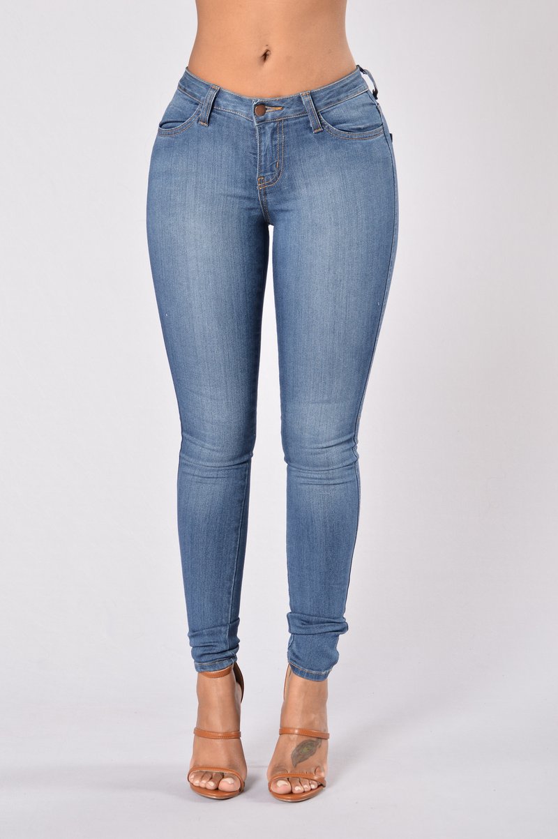 denim jeans classic mid rise skinny jeans - medium blue OQWIDFP