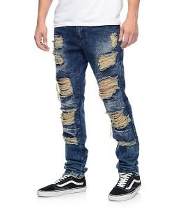 denim jeans crysp denim wayne indigo ripped jeans TYUKUMS