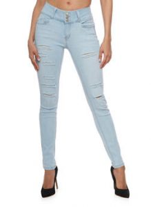 denim jeans wax slashed whisker wash skinny jeans - 3074071610067 WJGZSGM