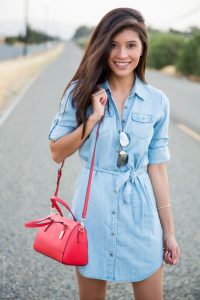 denim shirt dress how to wear a chambray shirtdress GNGKXLN