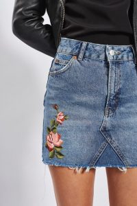 denim skirts denim skirt moto rose embroidered skirt ticywzm QOSTOJD