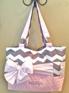 diaper bags for girls grey u0026 white chevron with light pink diaper bag. interchangeable sash/bow.  chevron print can RGCZREX