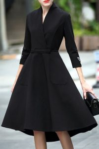 dress coat crossover collar dovetail dress ZLQVOJA