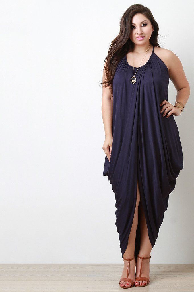 dresses for plus size women trapezoid wrapped cocoon maxi dress TTKJVAY