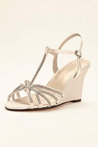 dyeable shoes davidu0027s bridal black sandals (crystal t-strap satin dyeable wedge) VJINSPF