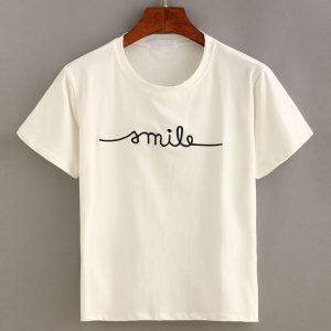 embroidered shirts letter embroidered short sleeve t-shirt SYXOUAX