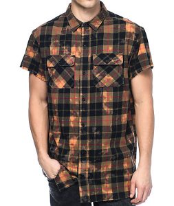 flannel shirts for men ninth hall pablo black u0026 bleached short sleeve flannel shirt NZZXYUB