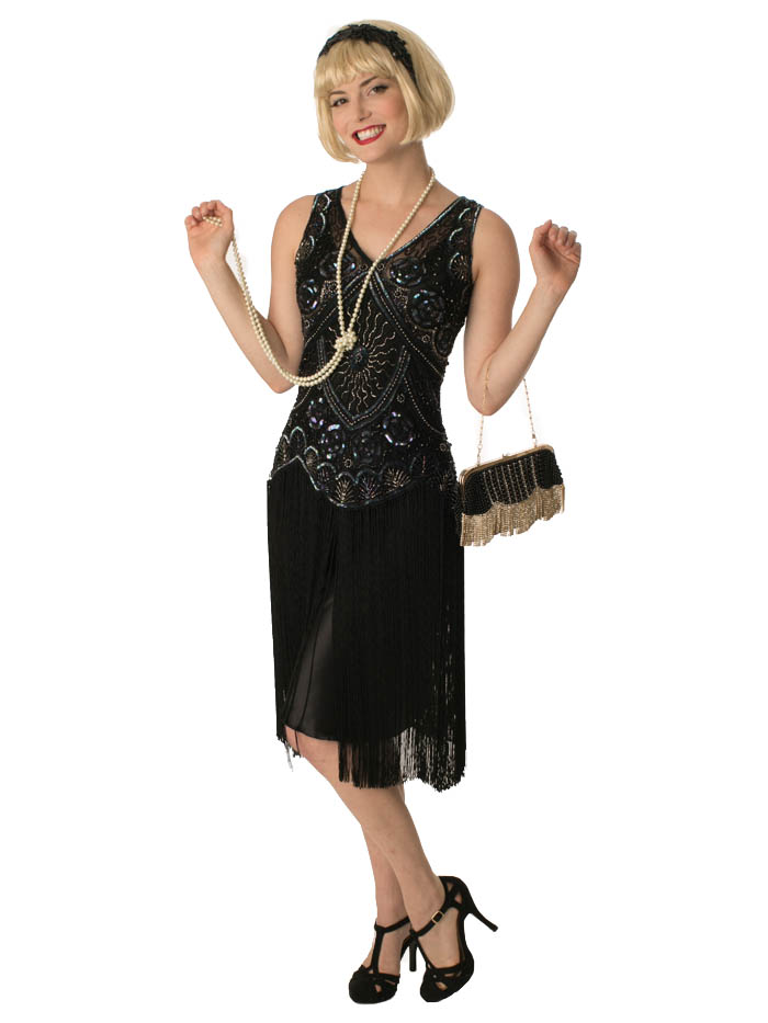 flapper dresses 1920s style beaded black fringe jazz baby flapper dress ... CUVFUND