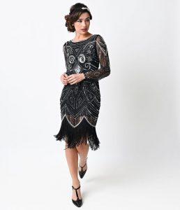 flapper dresses this is so style black u0026 silver hand beaded long sleeve karyn flapper dress KLTSAUL