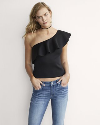 going out tops ... karlie kloss ruffle one shoulder top GKBIZQY