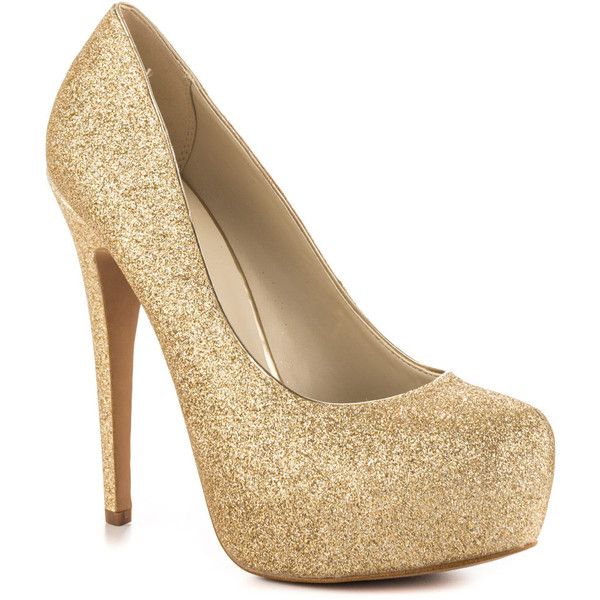 gold color high heels