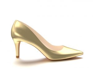 gold high heels pointed toe three inch heels, gold soft leather BTZFJVA