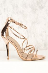 gold high heels sexy rose gold strappy open toe high heels patent PYILXPR