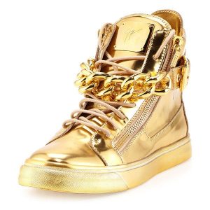 gold sneakers giuseppe zanotti metallic gold hi-top sneakers SWTVTYL