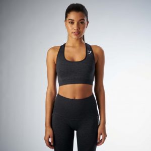 gymshark seamless sports bra - black marl ... FDQKZSW