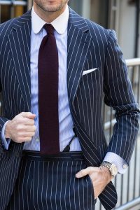 how to wear a blue pinstripe suit in the spring - he spoke style KWIAAHF