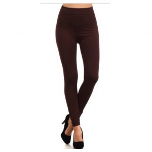 in style fleece lined solid coffee brown leggings CFRXZVU