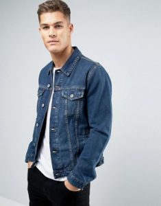 jean jackets for men asos denim jacket in blue wash IDHFVYF