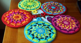 kaleidoscope hot pads - make your kitchen a work of art! #crochet potholders RQGIUAG