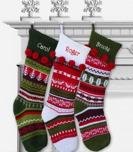 knit christmas stockings with pom pom cuff FXEFNBW