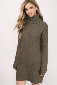 knit dress cute grey dress - turtleneck dress - army grey sweater - day dress - $17.00 DVGTHXX