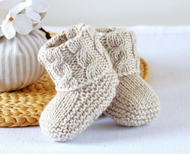 knitted baby booties (6) name: u0027knitting : aran cable booties more HJFUGIY