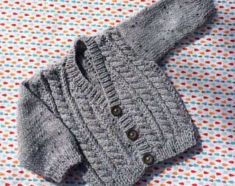knitted baby clothes hand knitted baby cardigan- grey coloured baby cardigan- hand knitted baby  clothes- 0 RNKAHEI