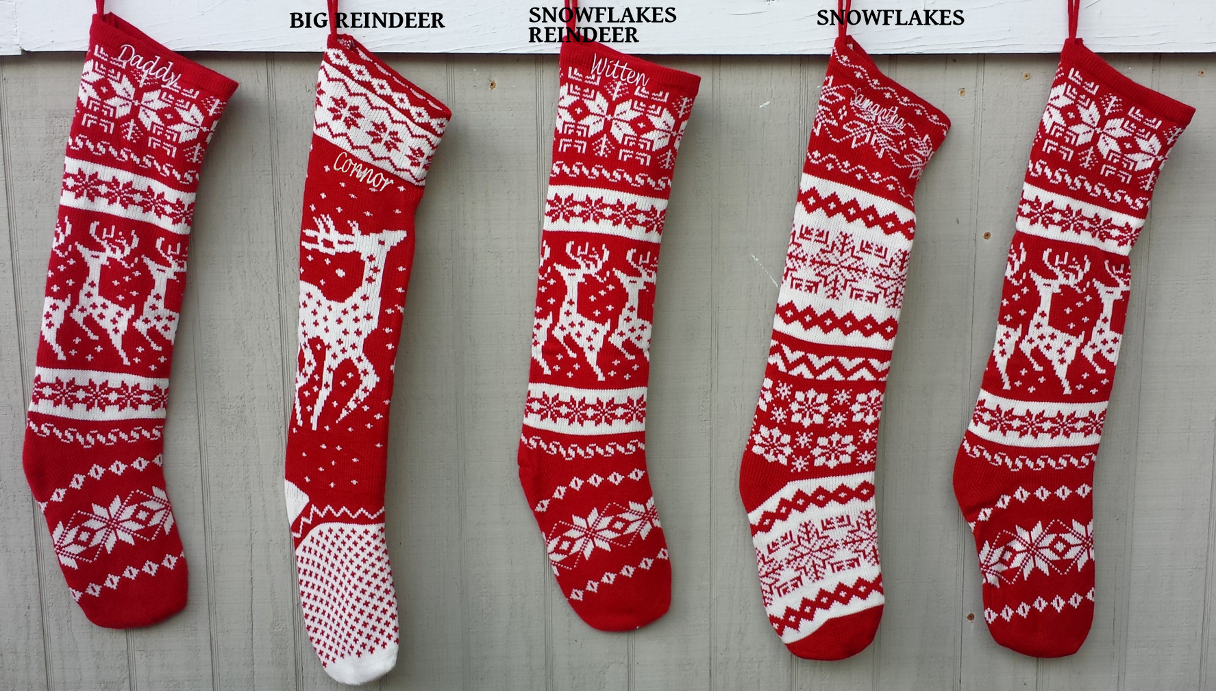 knitted christmas stockings red and white ... CDQCUXN