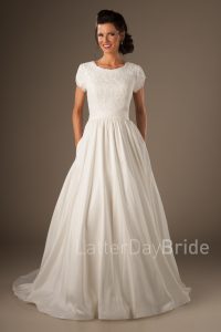 latterdaybrideu0027s joleen gown, modest wedding dresses with lace and ballgown  skirt OFKTLNY