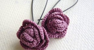 lilac rose crochet earrings AMVAMRG