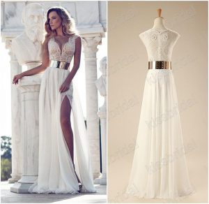 long evening dresses 2015 stuning in stock long evening gowns beaded v-neck cap sleeve golden  belt a-line PHTXGXL