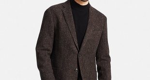 men tweed jacket, dark brown, large LBMANJO