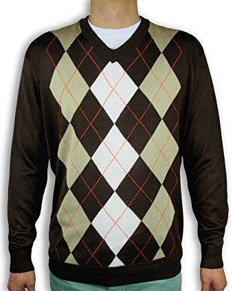 menu0027s argyle sweater sw-265 (large, brown) HDAIIVX