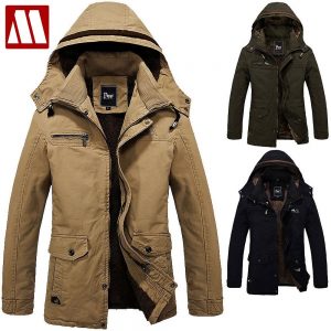 mens winter coats 2017 wintet casual mens fur winter coats army green outwear military man  thick cotton SXTERKO