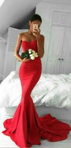 mermaid red prom dress,long prom dresses,charming prom dresses,evening dress , LDHZVZM