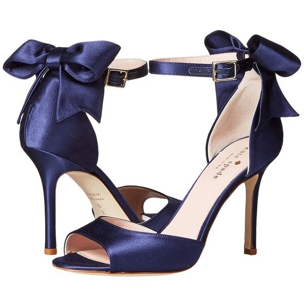 navy blue shoes kate spade new york izzie (navy satin) high heels (575 bgn) ❤ GUVMGTT