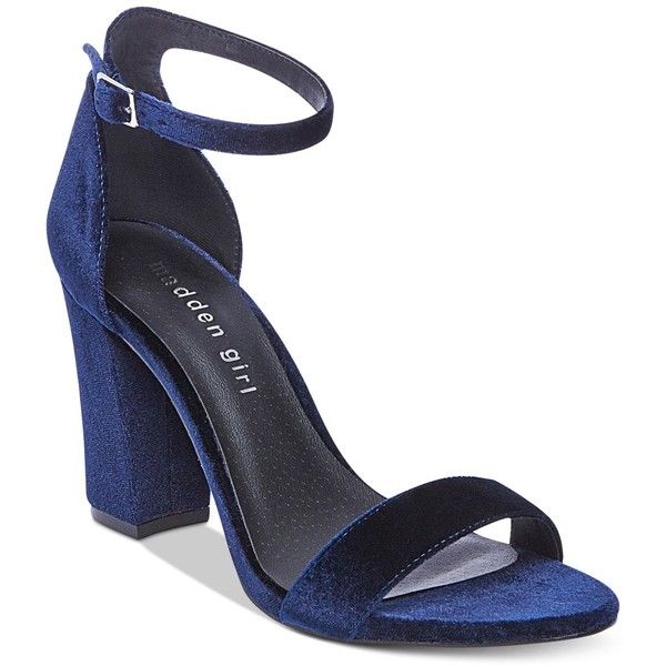 navy blue shoes madden girl bella two-piece block heel sandals ($49) ❤ liked on polyvore DOHNAFU