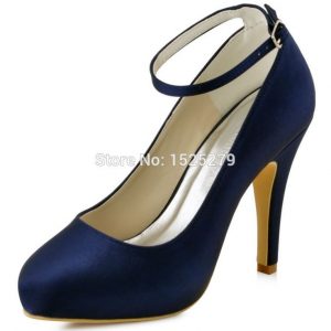 navy blue shoes new coler elegant women formal party pumps navy blue high heels wedding  platforms ankle PINEFVE