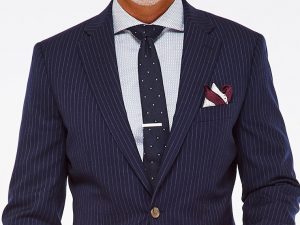 navy brushed pinstripe suit 1 ... RZUXFZY