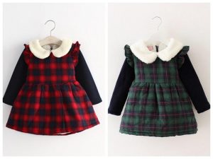 newborn infant baby winter clothes children velvet dresses kids girls winter  plaid dress ruffle TXHEXOR