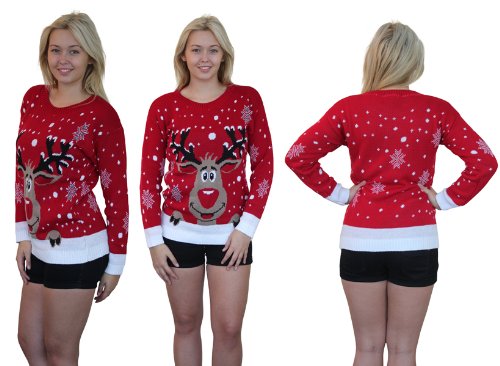novelty christmas jumpers girltalk christmas jumper novelty knitted jumper 3050 (s/m (8-10), red):  amazon.co.uk: clothing YTXQPBL