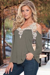 off the shoulder gray women going out tops BABIYQJ