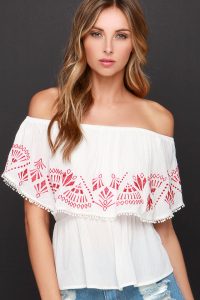 off the shoulder top cute top - boho top - ivory top - off-the-shoulder top - $44.00 XBBJEZZ