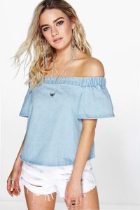 off the shoulder top maisie off the shoulder denim top. hover to zoom JTWLFXT