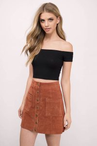 off the shoulder top talk to me black crop top BODZTUW